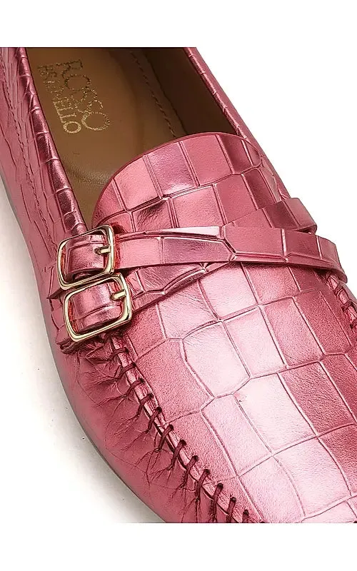 Pink Croco Texrured Moccasins