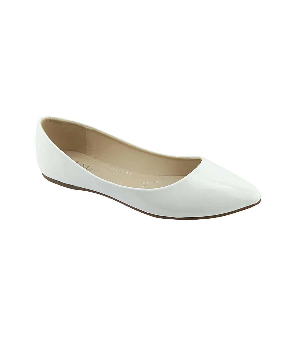 Pointed Toe Glossy Texture Flats