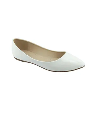 Pointed Toe Glossy Texture Flats