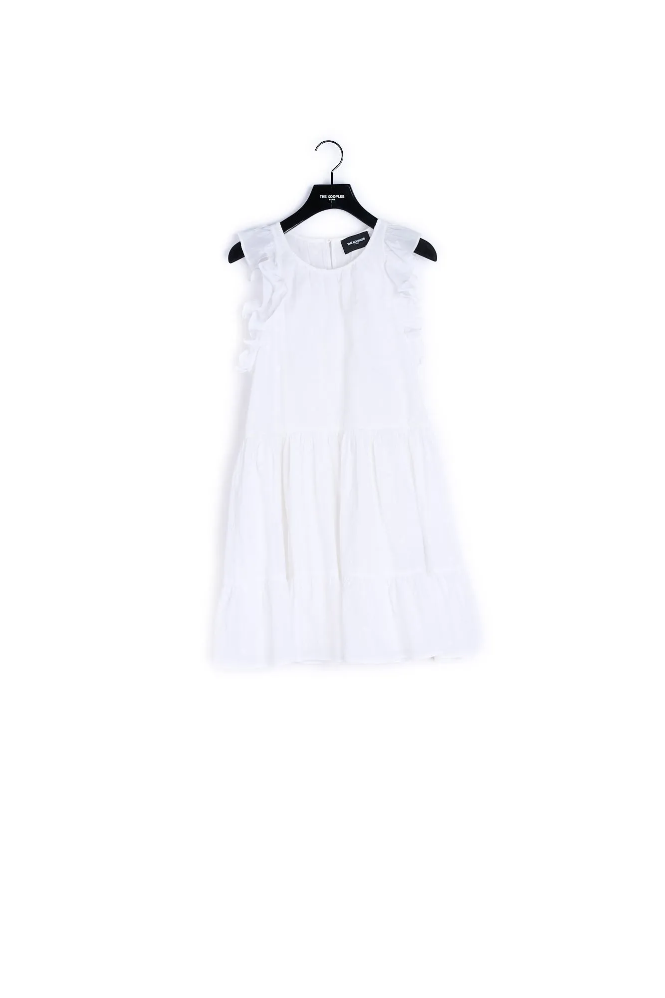 Robe courte écrue sans manches brodée