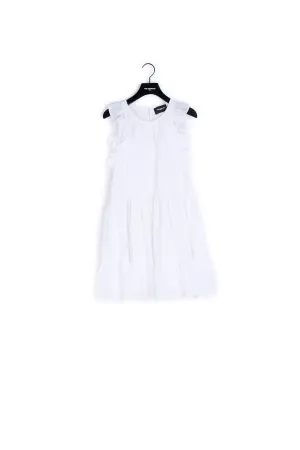 Robe courte écrue sans manches brodée