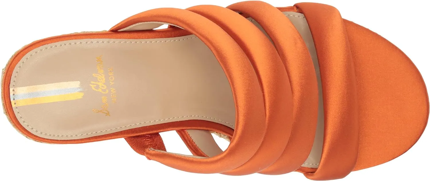 Sam Edelman Yuki Cali Orange Open Toe Slip On Strappy Wedge Heeled Sandals