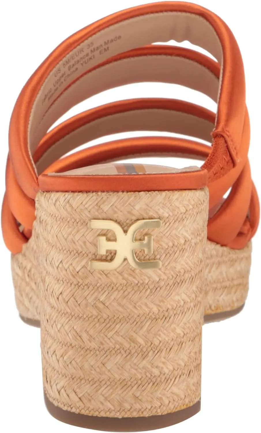 Sam Edelman Yuki Cali Orange Open Toe Slip On Strappy Wedge Heeled Sandals