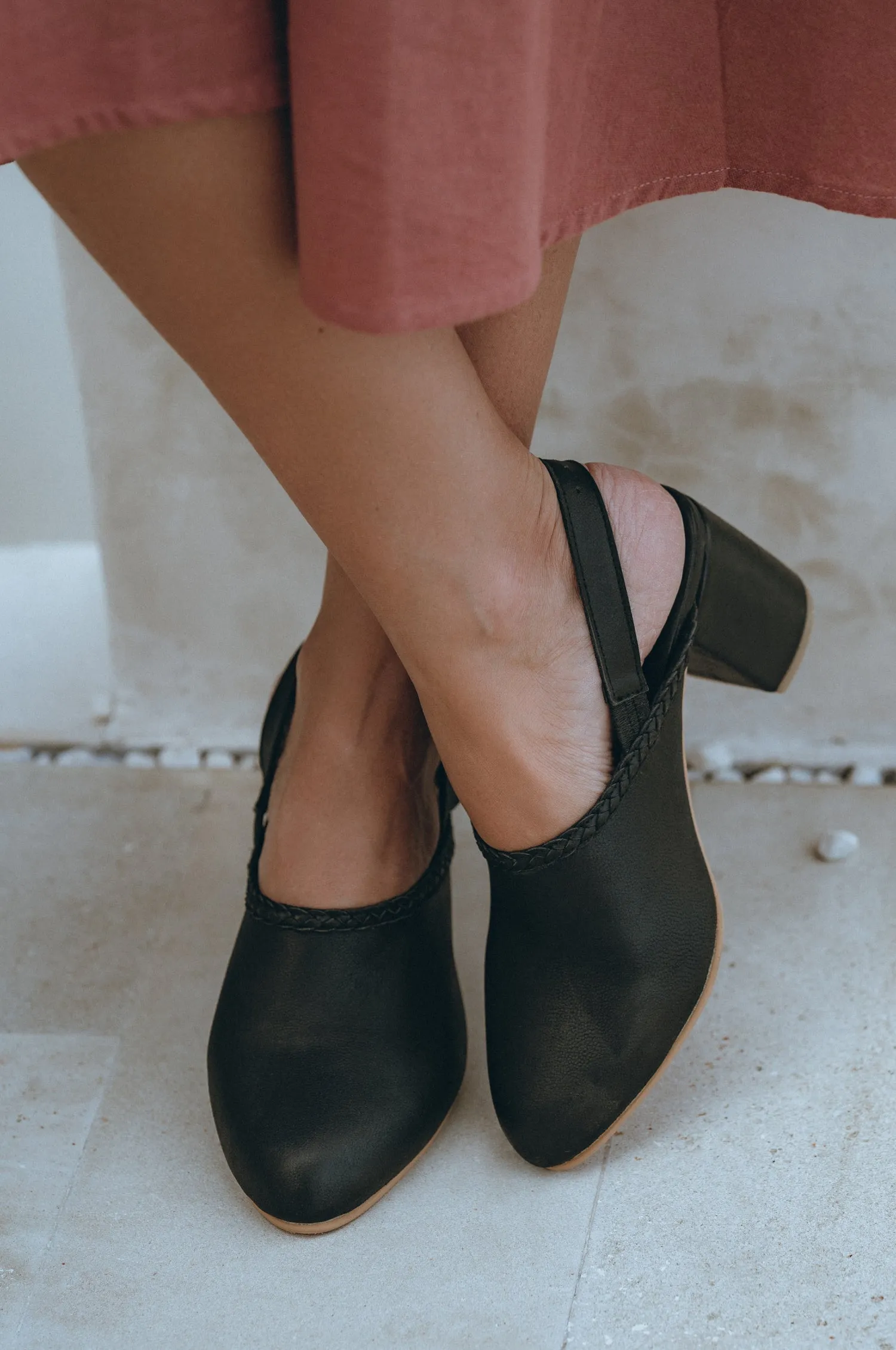 Savage Leather Slingback Heels