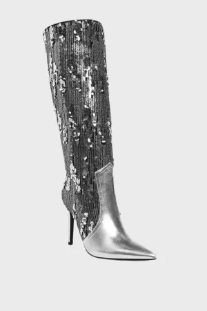Sequin Stiletto Long Boots