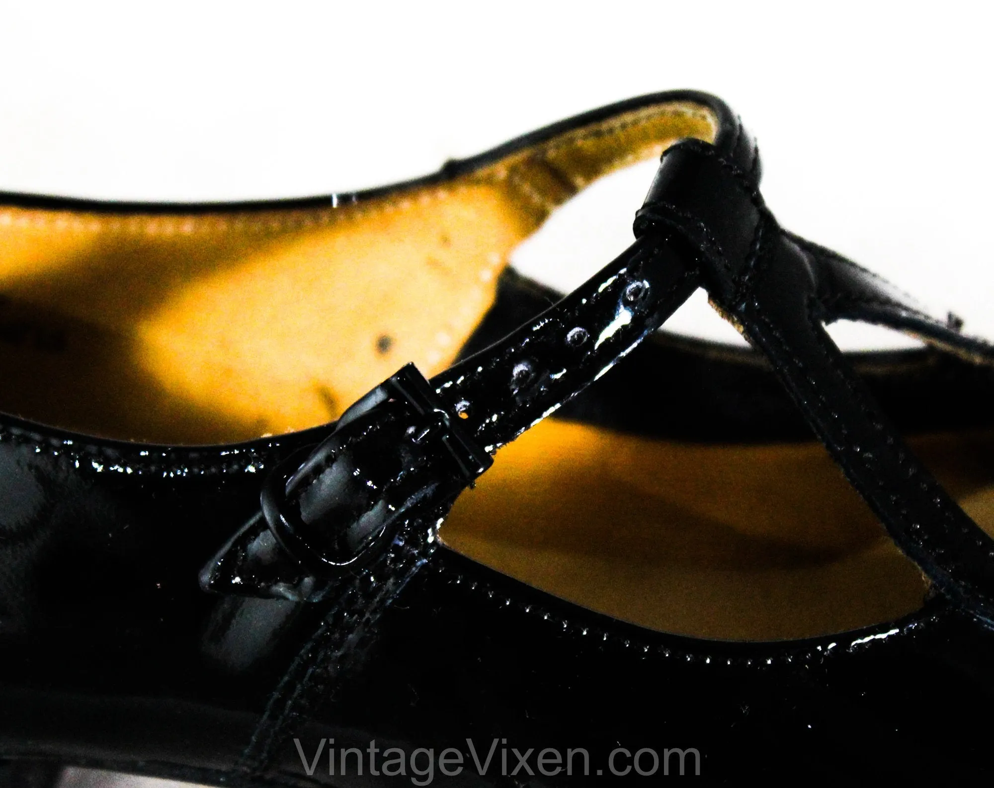 Size 12.5 Girl's Black Mary Jane Dress Shoes - Authentic 1950s 60s Girls Patent Vinyl - 12 1/2 - 50s Children's Flats Deadstock in Box - NIB