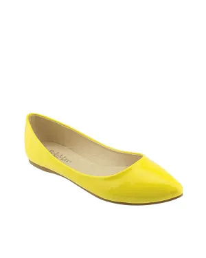 Solid Glossy Surface Pointed Toe Flats
