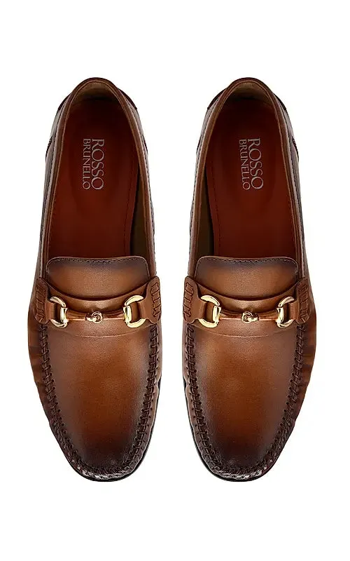 Tan Plain Leather Heel Moccasins
