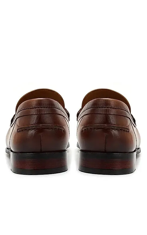Tan Plain Leather Heel Moccasins