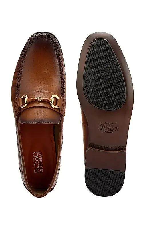Tan Plain Leather Heel Moccasins