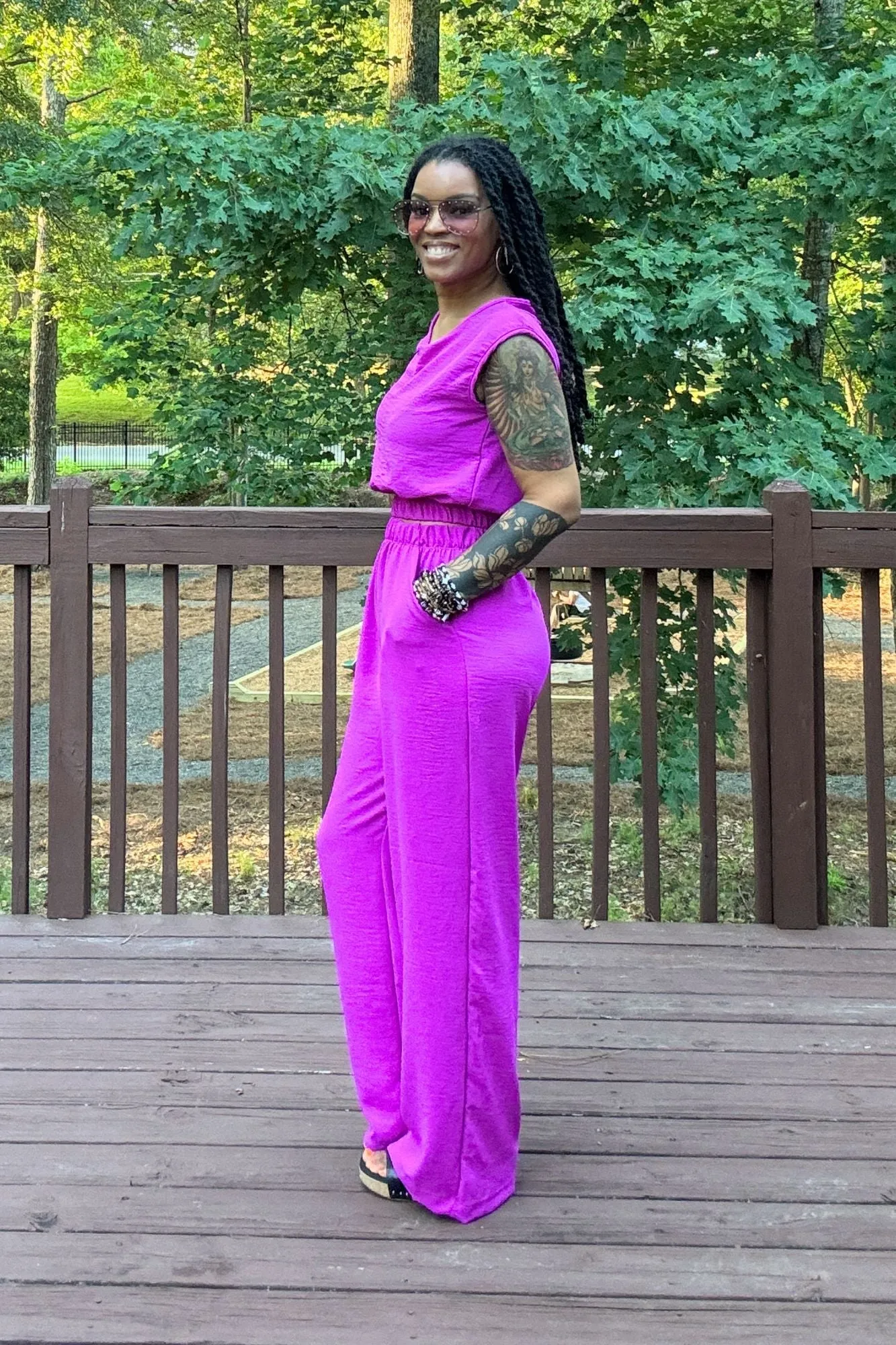 Taylor Pant Set | Fuchsia