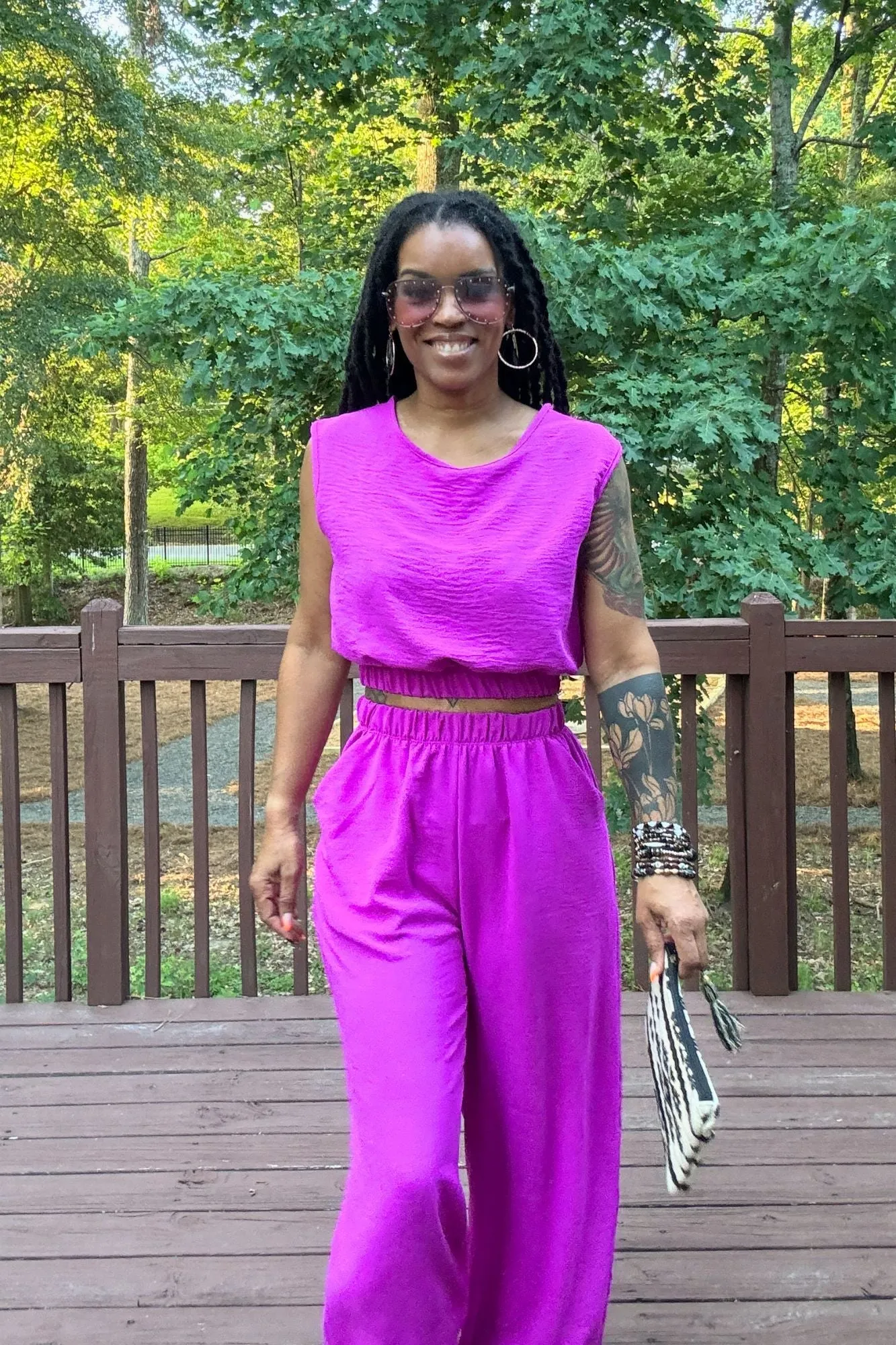 Taylor Pant Set | Fuchsia