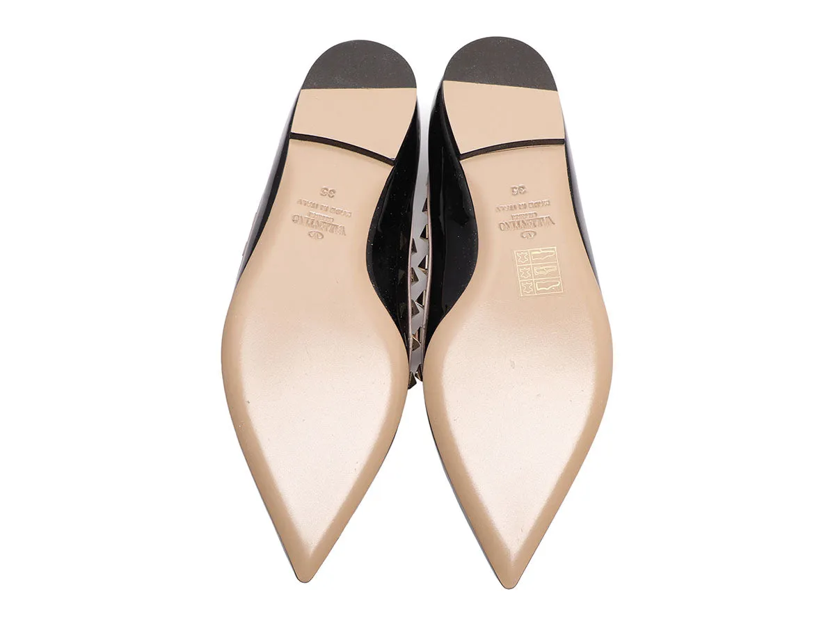 Valentino Black Patent Rockstud Pointed Toe Flats