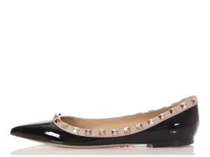 Valentino Black Patent Rockstud Pointed Toe Flats