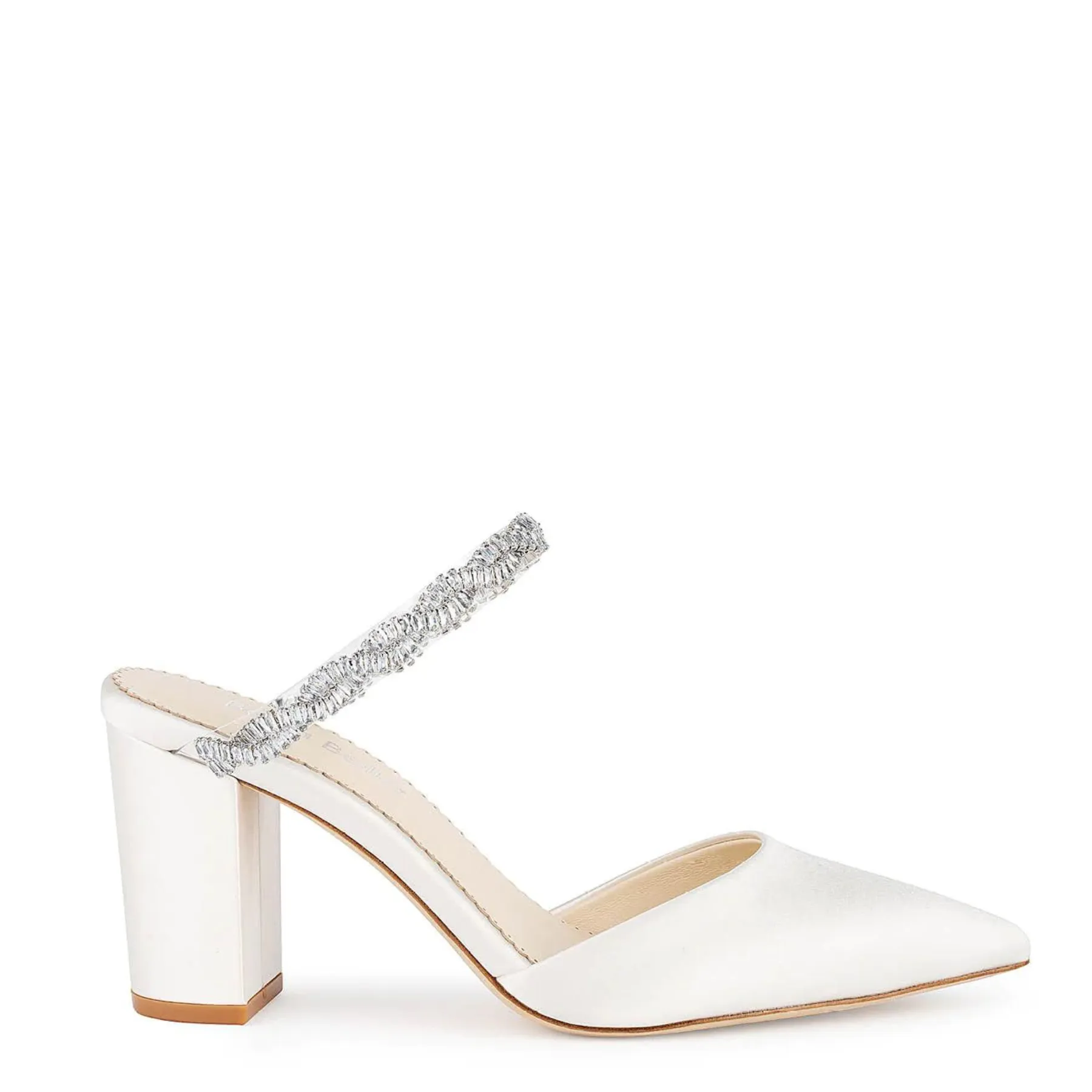 Weslyn - Ivory Bridal Mules with Crystal Strap