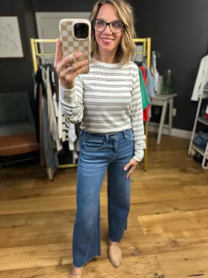 Winter's Way Striped Long Sleeve Top - White Taupe