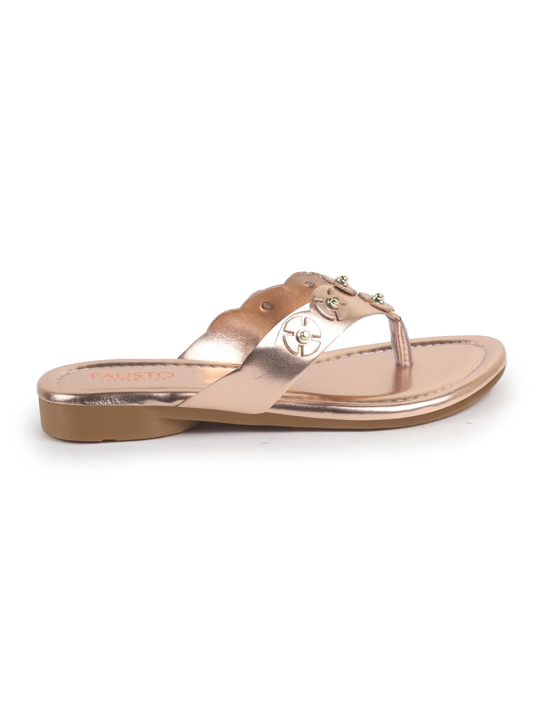 Women Rose Glossy Platform Slip On Ethnic Slipper|Sandals for Party|Festival|Wedding