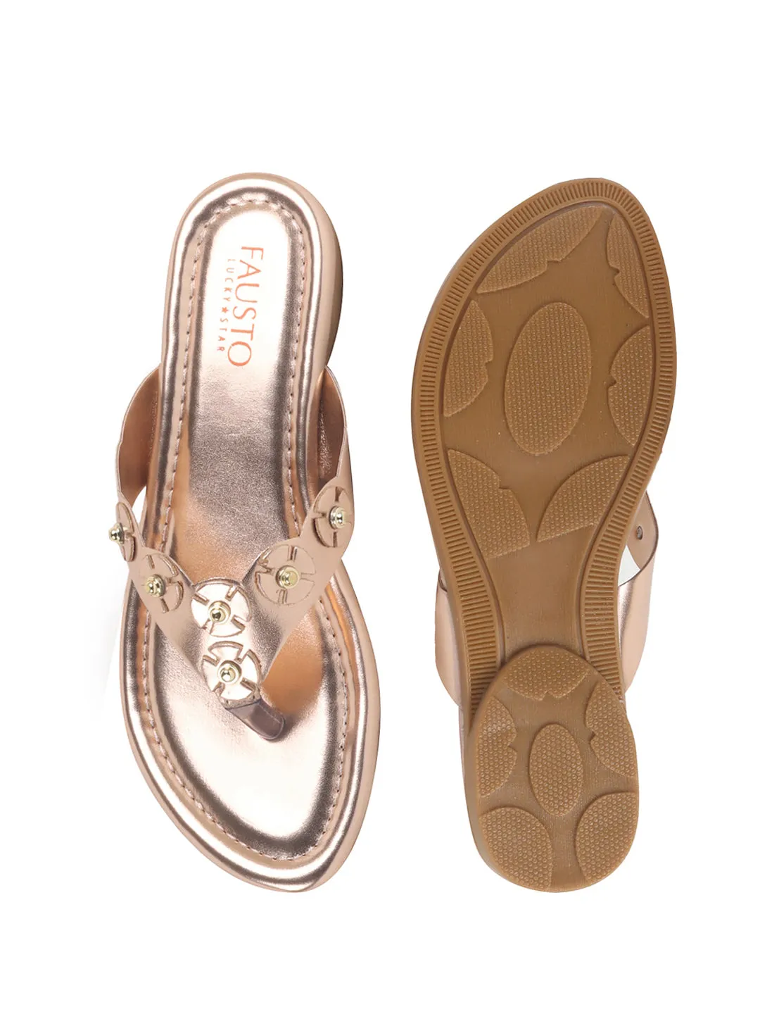 Women Rose Glossy Platform Slip On Ethnic Slipper|Sandals for Party|Festival|Wedding