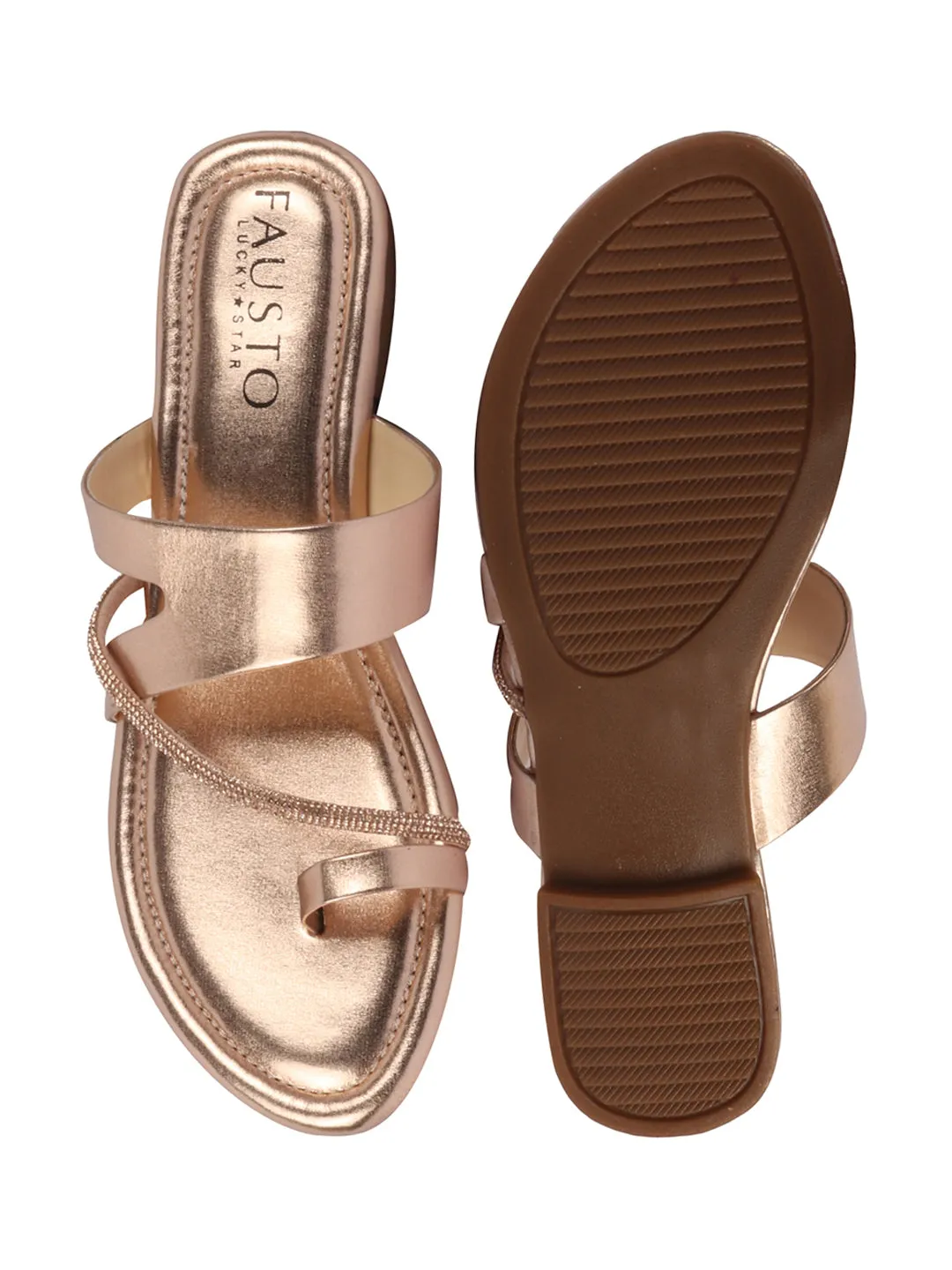 Women Rose Glossy Toe Ring Elastic Cross Strap Ethnic Slipper With Cushioned Footbed|Flat Slipper For Party|Festive|Wedding