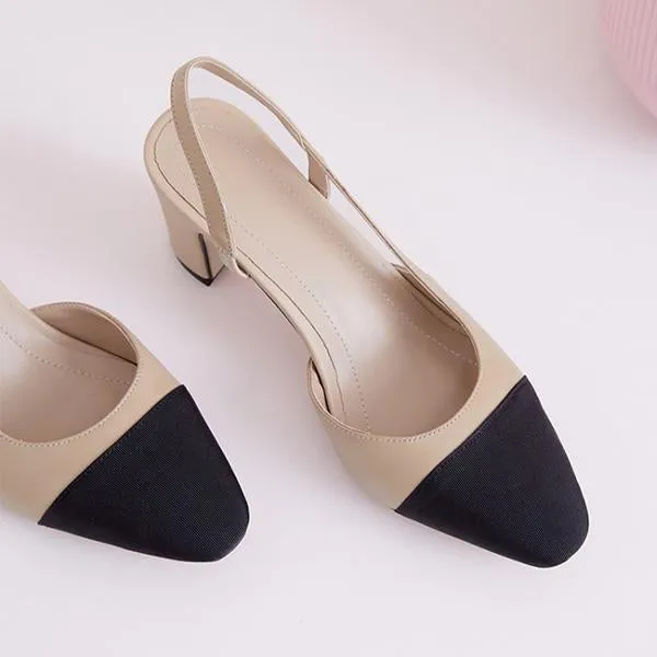 Women's Fashion Patchwork Hollow Thick Heel Sandals 70742522S