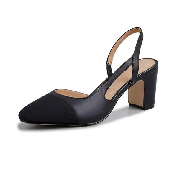 Women's Fashion Patchwork Hollow Thick Heel Sandals 70742522S