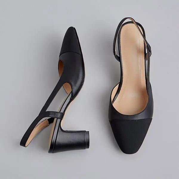 Women's Fashion Patchwork Hollow Thick Heel Sandals 70742522S
