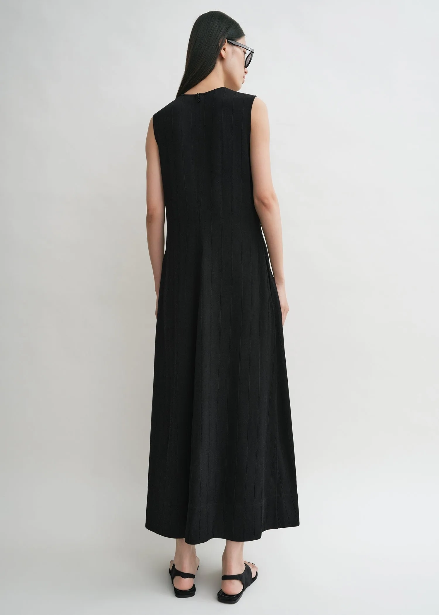 Woven stripe dress black