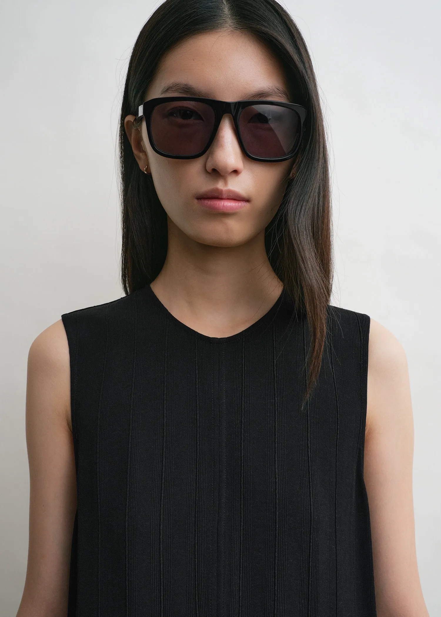 Woven stripe dress black